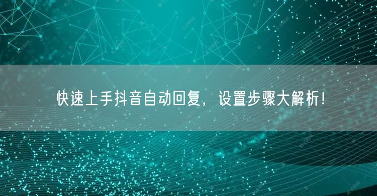 快速上手抖音自动回复，设置步骤大解析！