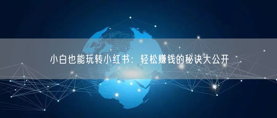 小白也能玩转小红书：轻松赚钱的秘诀大公开
